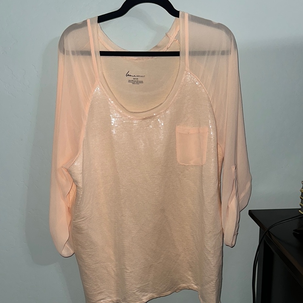 Lane Bryant peach shimmer blouse size 22